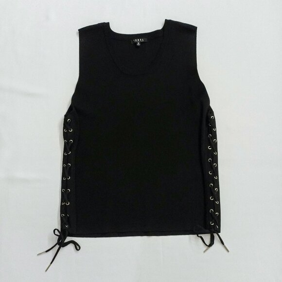 Rebel Sweaters - REBEL Black Sleeveless Vest with Lace-up Side Details. Plus Size 2X
